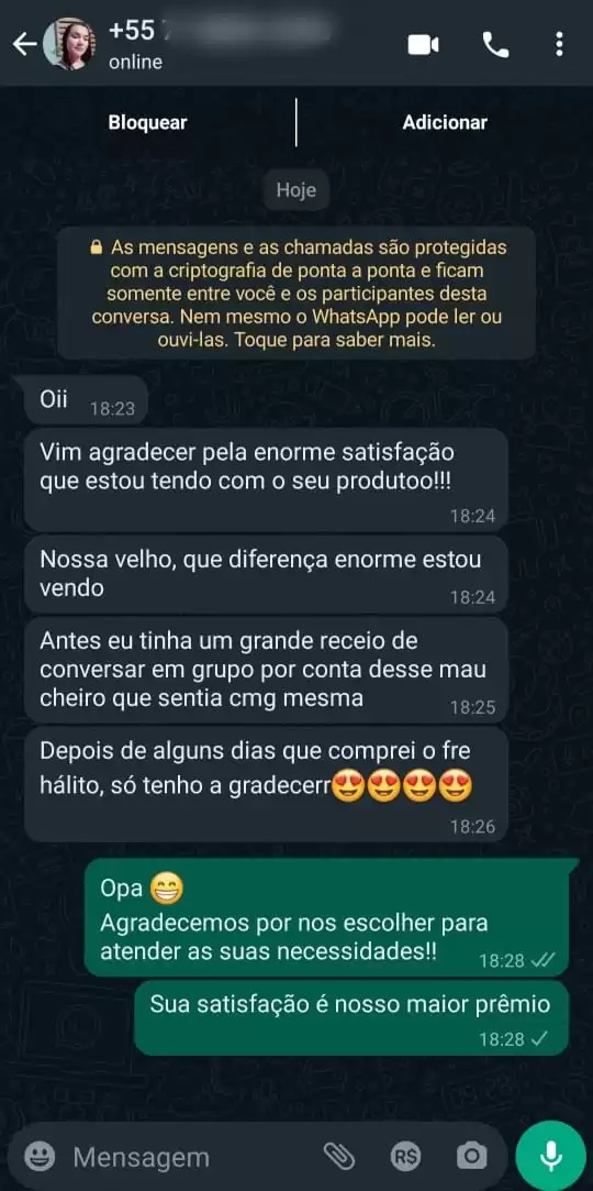Depoimento cliente Fre Hálito